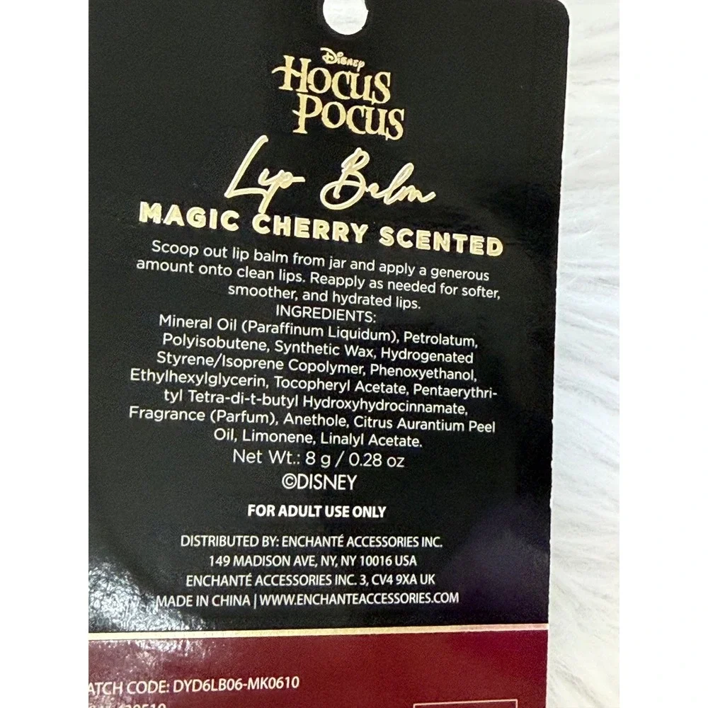 Disney Hocus Pocus Cauldron Lip Balm Magic Cherry Scented Binx 8g 0.28oz New